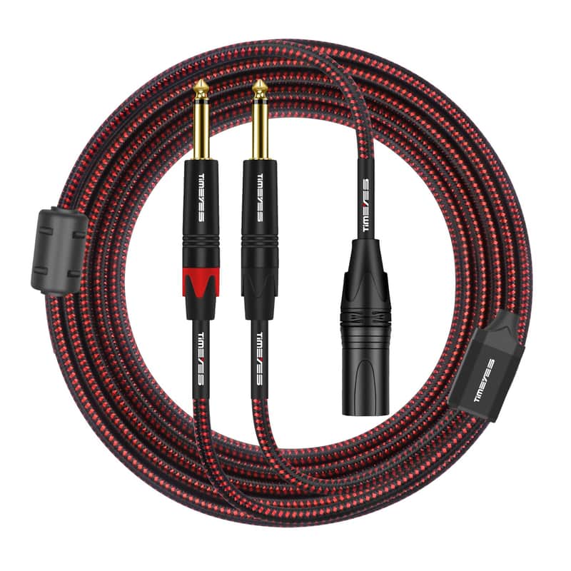 10Ft Xlr To 6.35 Mm Cable - Dual 1/4 Inch Male To Xlr 3-Pin Male Plug Microphone Cable - Xlr To Dual 6.35 Mm Ts Y-Splitter Adapter Cord - Double 1/4'' Ts To Xlr Unbalanced Mic Cable - 3M image 1