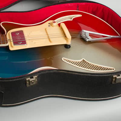 Wandre Blue Jeans/Teen Ager Model 900 Semi-Hollow Body Electric Guitar (1960), black hard shell case. image 12