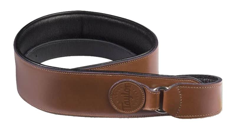 Taylor brown badge leather guitar strap image 1