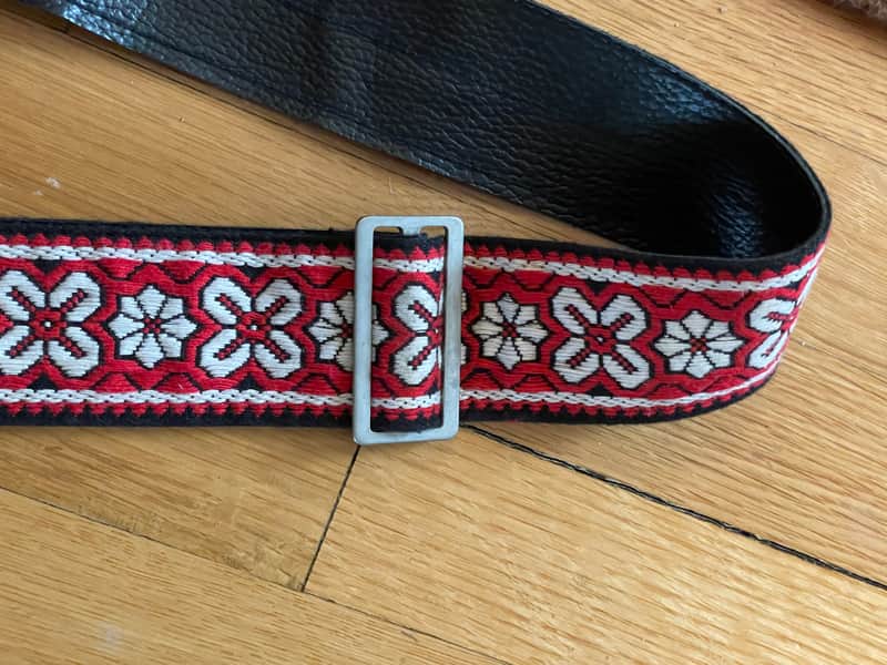 NEAR-MINT vintage 1960's ACE Bob Dylan hendrix clapton guitar strap rare red floral kurt cobain hootenanny image 1