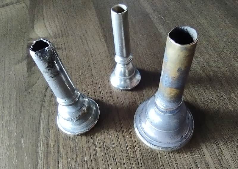 York and Sons Trombone Mouthpiece Lot of 3 Antique Cornet Horn 1900s image 1