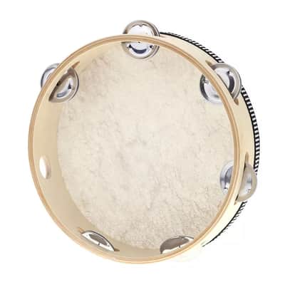 Fixed-Head Tambourine – 10" Black, Double Row Jingles, Smooth White Drumhead image 4