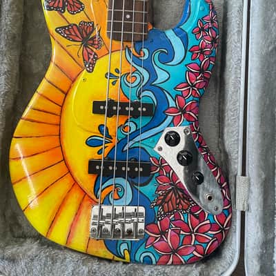 Fender Jazz Bass with Road Runner case - Custom paint by Galveston artist KM Zimmerman image 3
