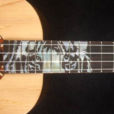 Handmade Tenor Ukulele, Solid Walnut, Bear Claw Spruce Top Tiger Inlay, Soft-bag, Bruce Wei UG17-2764 image 3