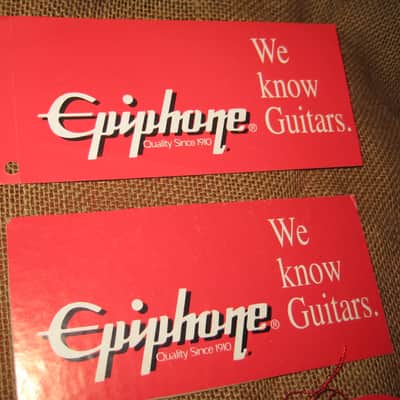 Epiphone Dealer Display Set of 4 Promo Tags and Sign 1990's image 2