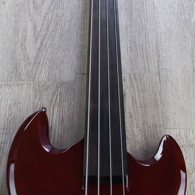 Warwick Jack Bruce Signature Fretless 4-String Bass Burgundy Red High Polish image 4
