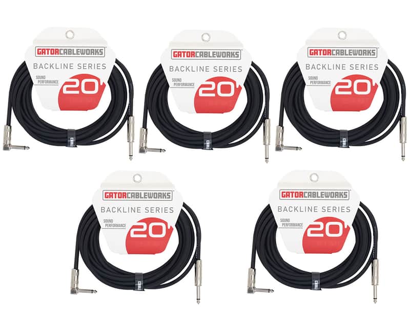 Gator Cableworks Backline Series 20' RA Instrument Cable x5 image 1