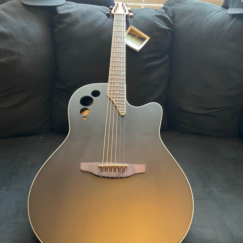 Ovation   Applause Elite Mid Depth Acoustic-Electric Guitar,  Black Satin image 1