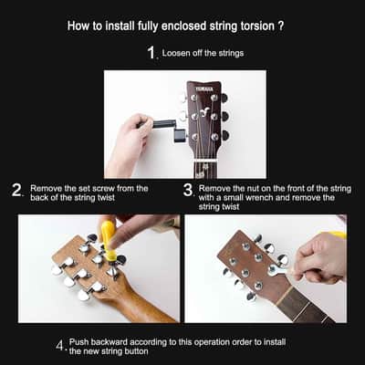 3L3R Acoustic Guitar Tuning Pegs Machine Head Tuners, Knobs Tuning Keys, Wear-Resistant, Guitar String Tuning Pegs Machine, Enclosed Locking Tuners for Electric or Acoustic Guitar- Chrome image 5