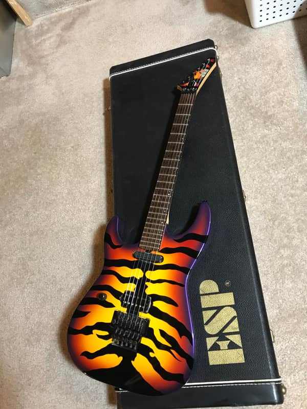 Left Handed ESP Sunburst Tiger George Lynch Signature 1990's Sunburst Tiger image 1