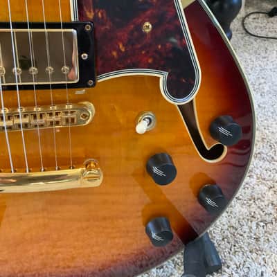 D'Angelico Excel EX-SS Semi-Hollow with Stop-Bar Tailpiece, 2016 Iced Tea Burst image 4
