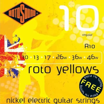 Rotosound R10 Roto Yellows Nickel Coated Steel Electric Guitar Strings - Regular (10 - 46)