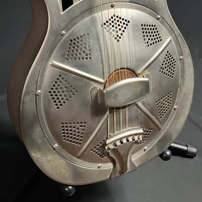 Republic Highway 61 Standard Cutaway Steel Body Resonator Guitar Antique Steel image 3