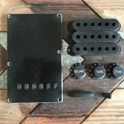 Real Life Relics Black Accessory Kit for Stratocaster® Back Plate, Knobs, Pickup Covers, Switch Tip    [DQ1]