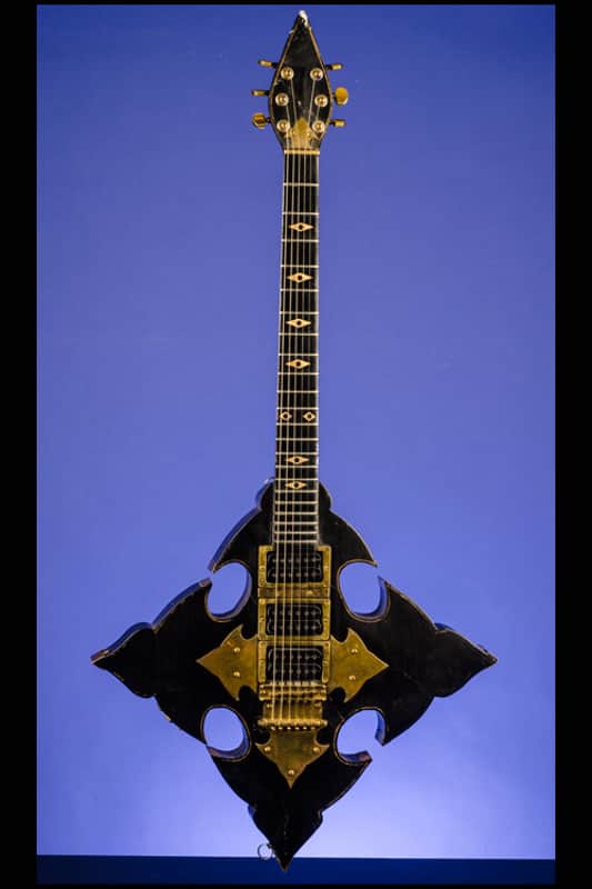 Barry Collier Rebeth Gothic Cross with Ram's Head Pentagram 1982 Black with a feint gold pinstripe a image 1