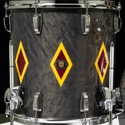 Ludwig  USA 110th Anniversary Legacy Mahogany 2019 - Charcoal Birdseye Maple Diamond Flash Inlay image 8