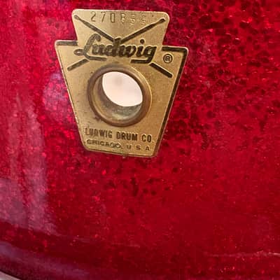Ludwig Vintage Pioneer 6 lug snare drum 1966 - Red Sparkle image 2
