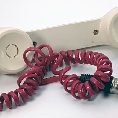 Custom Lo-Fi Telephone Microphone - Nortel Harmony 1990’s Phone Mic - White/Red w/ Base image 2