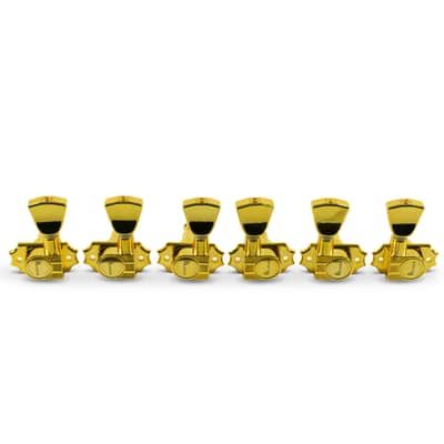 Kluson KRG-3-G 3+3 Revolution Tuners Ã¢â‚¬â€œ Gold, 19:1 Gear Ratio, 10mm Peg Hole, Metal Keystone Buttons image 4
