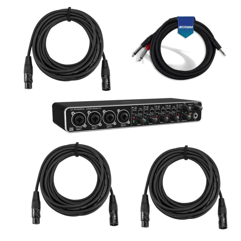 Behringer U-PHORIA UMC404HD USB 2.0 Audio/MIDI Interface, Bundle with Cable Pack image 1