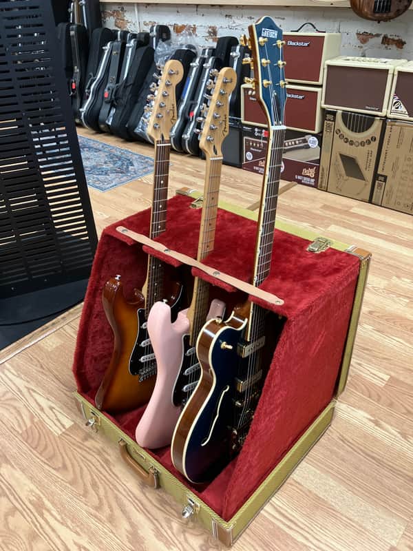 Gator GSTAND3 Hardshell Folding 3-Guitar Stand- Tweed | Reverb