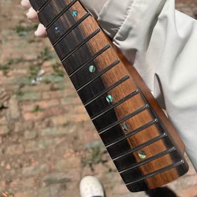 Striped Ebony Fretboard 22frets 5a Roasted flame Maple guitar neck Radius 12inch Round stainless steel 22 frets Roasted flame Maple guitar neck Striped Ebony fingerboard 25.5inch hole 10mm Radius: 12 inches. image 2