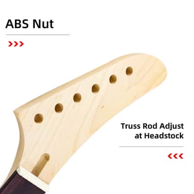 24 Fret Banana Head Guitar Neck 25.5 Inch Maple Rosewood Fretboard Bolt On for Electric Guitar Parts Replacement image 3