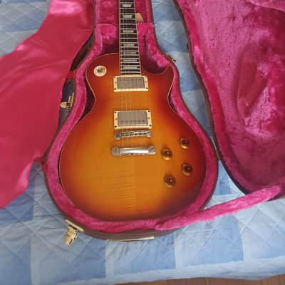 Solid Flame Maple Top Greco Egf-1800 Sunburst Super Real 1981 DryZ Brazilian Fretboard 1 piece body - Neck split - read descriptions image 1