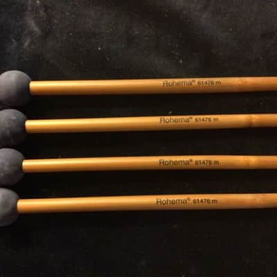 Rohema Percussion - Percussion Mallets Med. Rubber 25MM Ball (Made in Germany) Bamboo Handle 2 Pair image 3