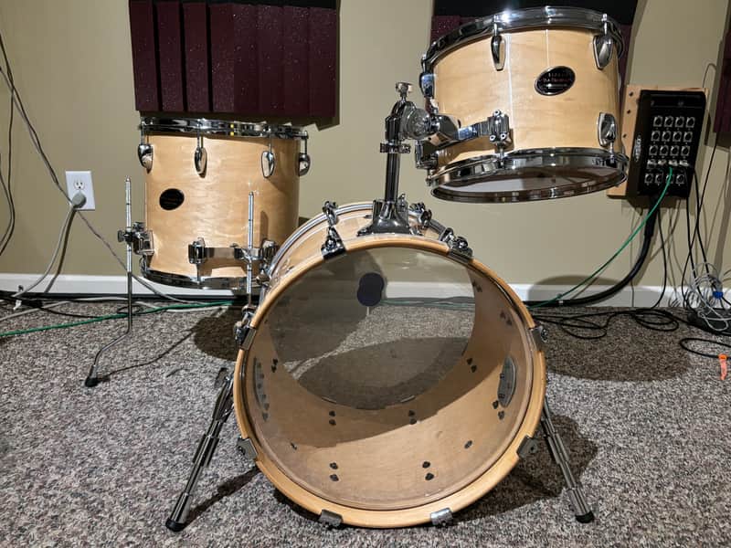 Sakae Almighty Maple Natural Gloss BeBop Drum Set 13, 14, 18"