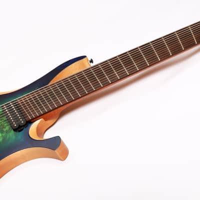 Agile 10 String Fan Fret Headless Electric Guitar CHIRAL PARALLAX 102528 EB CEP SS SATIN GREEN / BL image 4