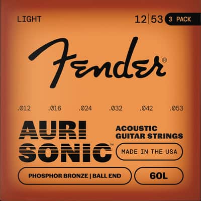 3-PACK Fender 60L Phosphor Bronze Acoustic Guitar Strings - LIGHT 12-53 image 6