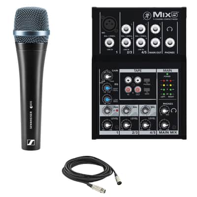 Sennheiser e 935 Cardioid Dynamic Vocal Microphone with Mackie Mix5 5-Channel Compact Mixer & XLR Cable image 1