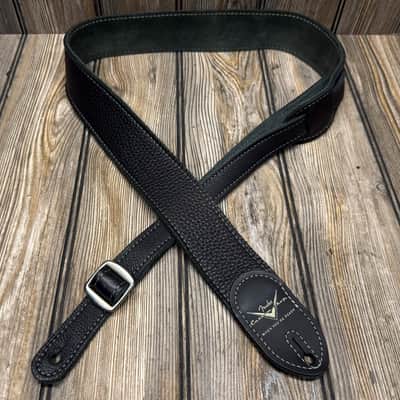 Fender Custom Shop Guitar Bass Strap Black Leather 2" Strat Tele image 2