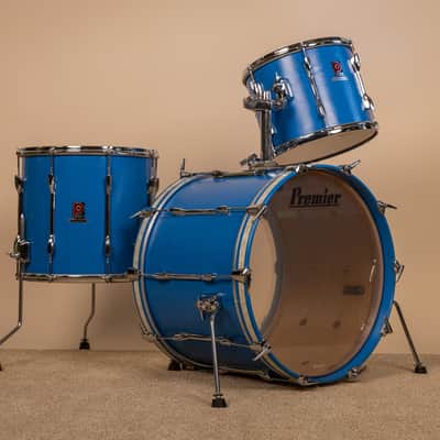 1980s Premier Resonator Blue Drum Set image 1