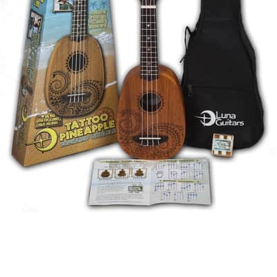 Luna Tattoo Mahogany Soprano Pineapple Ukulele Pack L Uke Tattoo Pineapple image 8