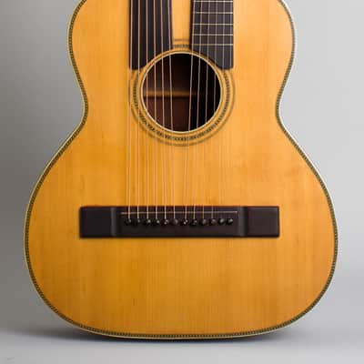 Supertone #12E 650 1/4 Harp Guitar, most likely made by Harmony,  c. 1918, original canvas soft shell case. image 3