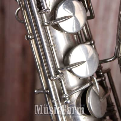 H N White King Vintage 1920s C Melody Saxophone Silver Made in the USA image 4