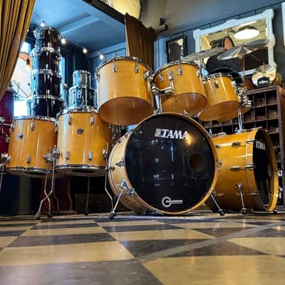 VINTAGE 1980's Tama Superstar Double Bass Drum Set in Natural Gloss - 14x24, 14x24, 8x12, 9x13, 10x14, 12x15, 16x16, 16x18 image 2