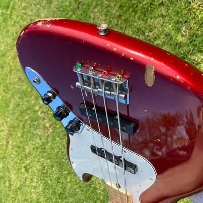1974 Fender Jazz Bass Candy Apple Red with Maple Neck w/ Original Case 8.7 lbs image 8