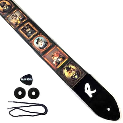 Fancy Cats Guitar Strap - Top Hat Cats Guitar Strap - Tea Time Cats Guitar Strap - Victorian Cats Guitar Strap - Universal Guitar Strap image 1