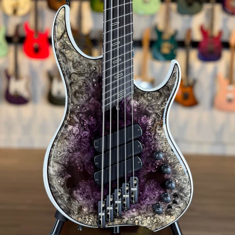 Dingwall Guitars Custom Shop Z3 5 String - Purple to Natural Reverseburst - Premium Select Buckeye Burl - Swamp Ash - Wenge