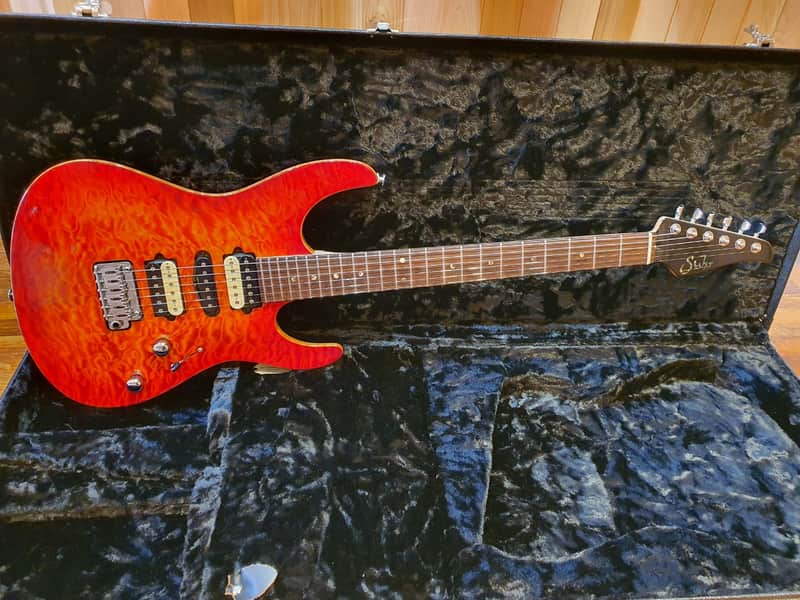 2014 Suhr Modern Carve Top Fire Burst Electric Guitar image 1