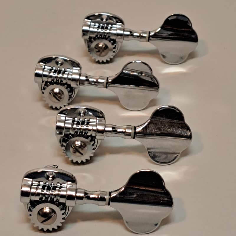 Jin Ho Bass Guitar Tuning Machines Tuners- Set of 4 In-line on Bass Side- Chrome image 1