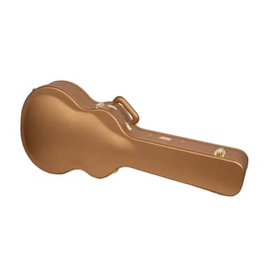 Crossrock Wooden Guitar Case -Fits OM/000-14 Fret Acoustic Guitars -Vintage Hardware, Sponge Lining, Metal Feet, Storage Space-Luxury Gold image 2