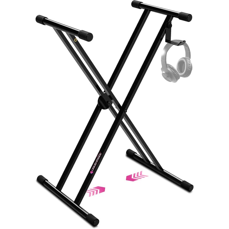 Liquid Stands X-Style Adjustable Double Braced Foldable Keyboard Stand - Fits 54 61 88 Key Electric Pianos image 1