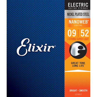 Elixir 12007 Nanoweb Coating Electric Guitar Strings 7-String Super Light (9-52) image 4