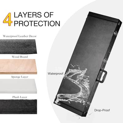 Guitar Hard Case Hard-Shell Case With Lock For Square Electric Guitar 41-7/10" x 15-2/5" x 3-3/4" PU Wood Molded Handle (For Rectangle Guitar) image 4