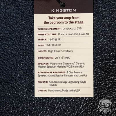 Magnatone Kingston 12W 1x12” Combo Amp w/ Reverb – Black w/ Brown Grill image 8