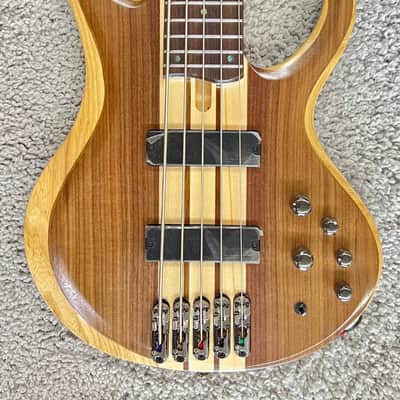 Mint Ibanez Model BTB745NTL 5-String Electric Bass Guitar, Low Gloss Natural Finish image 3
